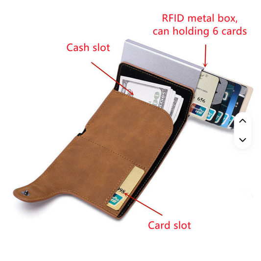Vintage PU Leather Credit Card Case met RFID‑Beveiliging