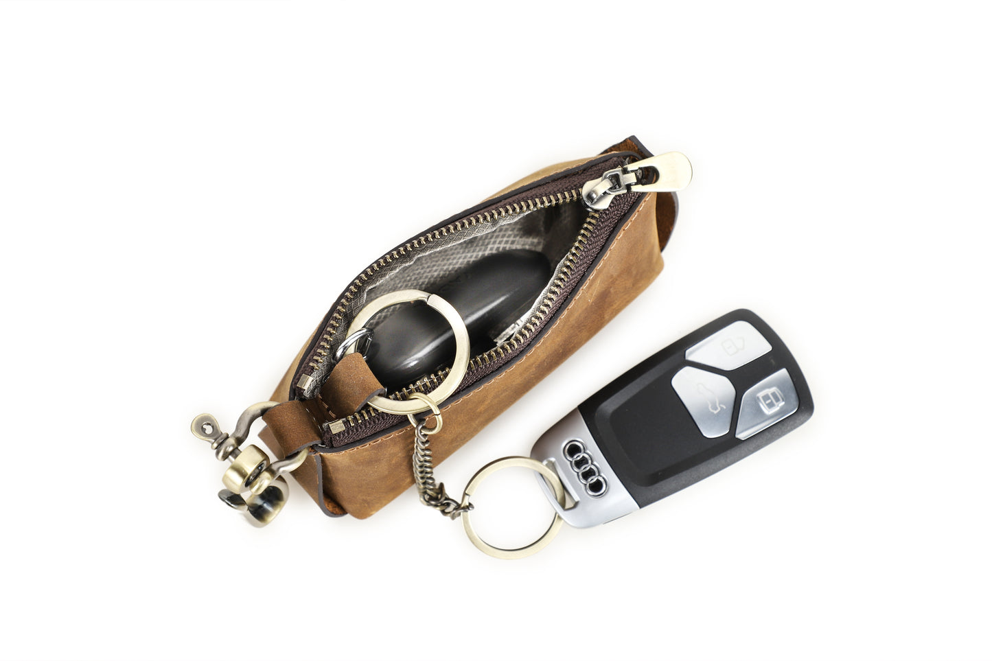 Luxe Lederen RFID Sleutelhouder - Premium Anti-Diefstal Organizer