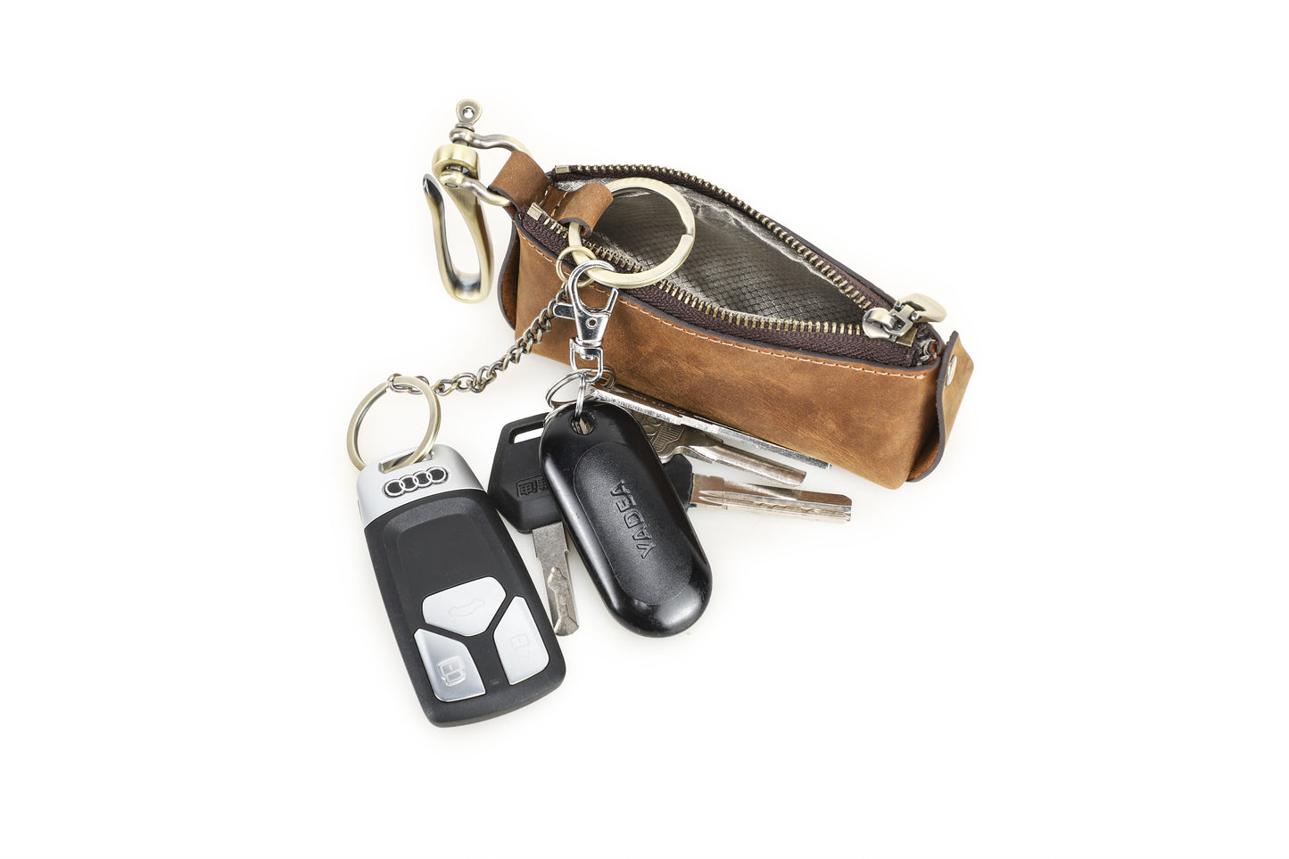 Luxe Lederen RFID Sleutelhouder - Premium Anti-Diefstal Organizer